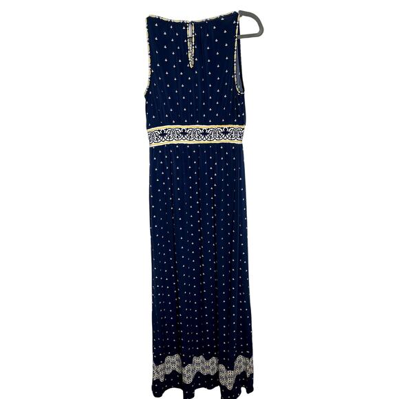 Nordstrom Max Studio M Tribal Stretch Maxi Dress Sleeveless Sundress Blue Yellow - Picture 3 of 7